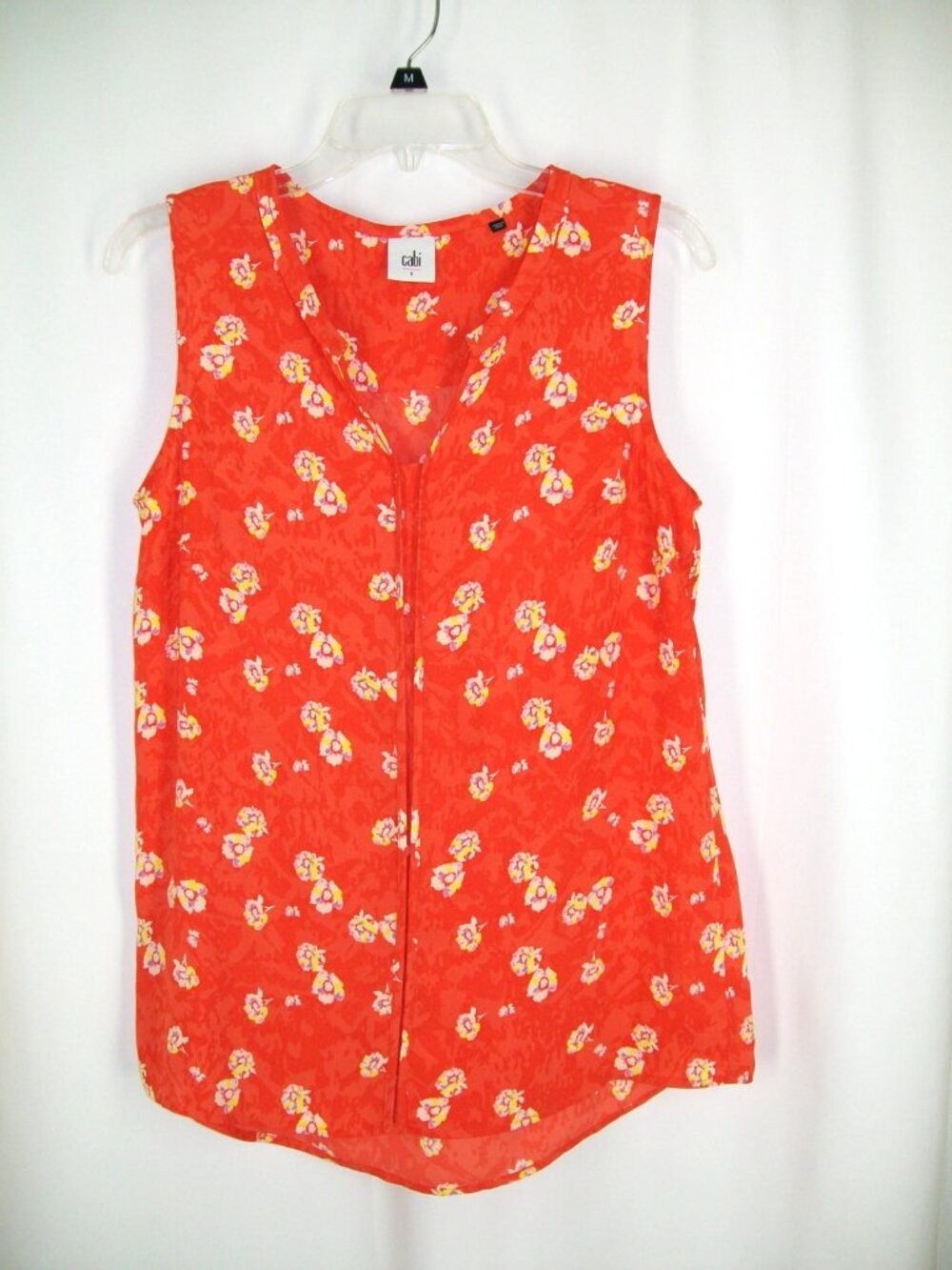 CAbi Orange Floral Tank Top S Vital Wildflower Blouse Sleeveless Style 5550 2018